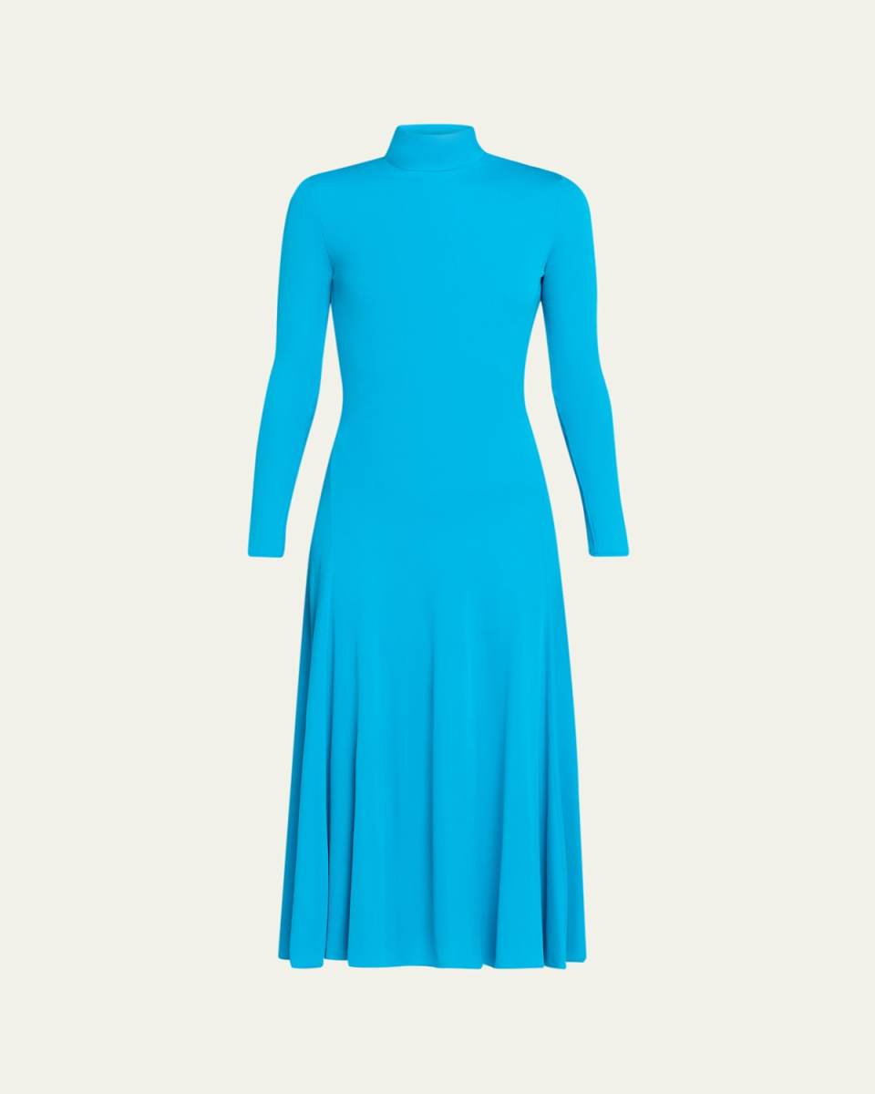 Heart Cutout Turtleneck Long-Sleeve Maxi Dress